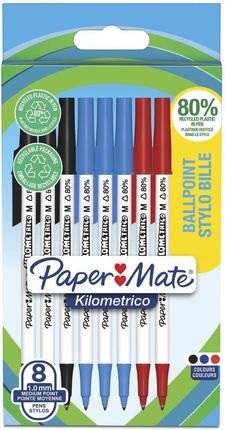 Paper Mate Długopis Kilometrico 1,0Mm 3 Kolory 8Szt.