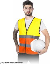 R.E.I.S. Kos-Double - Kamizelka Ostrzegawcza Z Pasami Odblaskowymi - Żółto-Pomarańczowy L