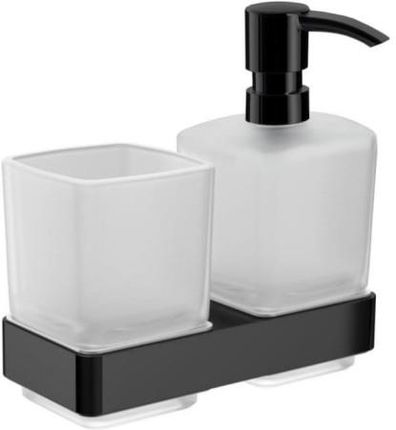 EMCO LOFT Uchwyt ze szklanką oraz dozownikiem do mydła model wiszący czarny mat, 053113300