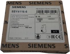 Zdjęcie Siemens Wyłącznik Nadmiarowoprądow 5Sy4116-6 - Piaseczno