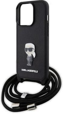 Karl Lagerfeld Etui Iphone 15 Pro 6 1 Crossbody Saffiano Monogram Metal Pin Czarny