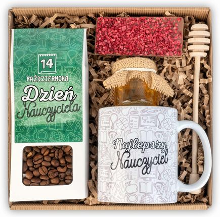 Green Touch Prezent Na Dzień Nauczyciela Zestaw Kawa Kubek Z Nadrukiem I Słodycze W Pudełku