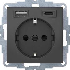 Berker Gniazdo Z Ładowarką B.Kwadrat/B.3/B.7 Usb A+C 2.4/3.0 A Antracyt 48041606