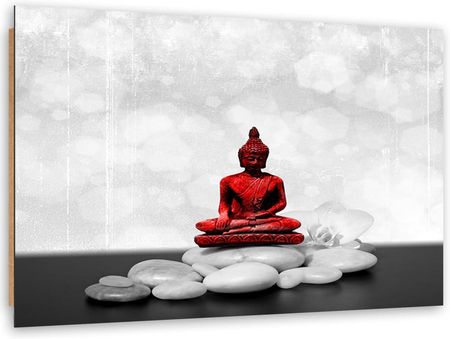 Feeby Obraz Deco Panel Czerwony Budda Na Kamieniach 100x70 530985