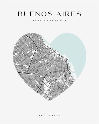 Mpink Plakat Mapa Miasta Buenos Aires Serce 30x40 Cm 19242