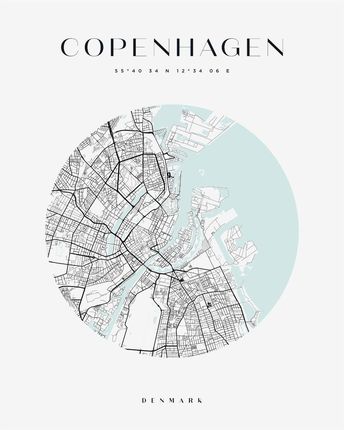 Mpink Plakat Mapa Miasta Kopenhaga Koło 30x40 Cm 19282