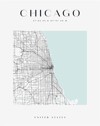 Mpink Plakat Mapa Miasta Chicago Kwadrat 30x40 Cm 19322