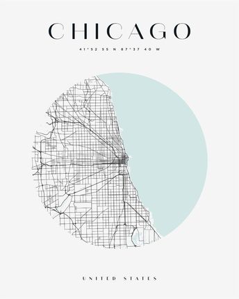 Mpink Plakat Mapa Miasta Chicago Koło 30x40 Cm 19327