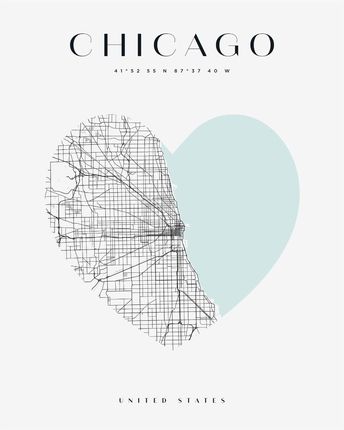 Mpink Plakat Mapa Miasta Chicago Serce 24x30 Cm 19331