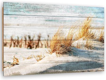 Feeby Obraz Deco Panel Plaża Wydmy Na Drewnie 60x40 1492492