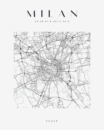 Mpink Plakat Mapa Miasta Milan Kwadrat 50x70 Cm 19384