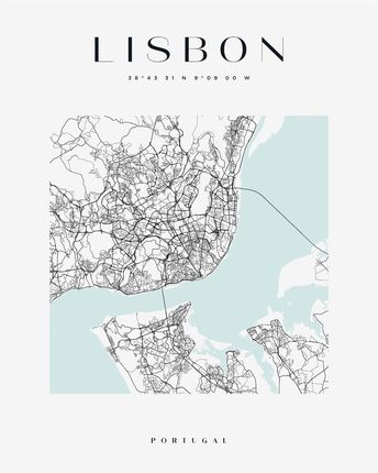 Mpink Plakat Mapa Miasta Lisbona Kwadrat 50x70 Cm 19399