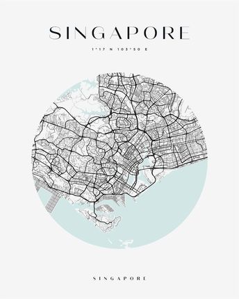 Mpink Plakat Mapa Miasta Singapur Koło 40x50 Cm 19418