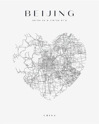 Mpink Plakat Mapa Miasta Beijing Serce 30x40 Cm 19437