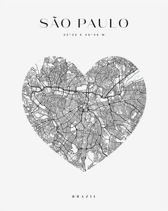Mpink Plakat Mapa Miasta Sao Paulo Serce 21x29,7 Cm 19465