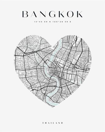 Mpink Plakat Mapa Miasta Bangkok Serce 30x40 Cm 19497