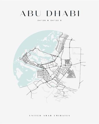 Mpink Plakat Mapa Miasta Abu Dhabi Koło 21x29,7 Cm 19505