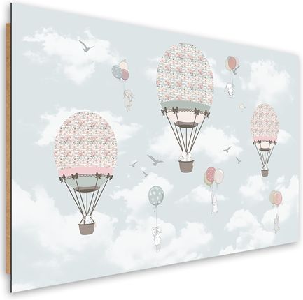 Feeby Obraz Deco Panel Kolorowe Zwierzątka Lot Balonem 100x70 1494742