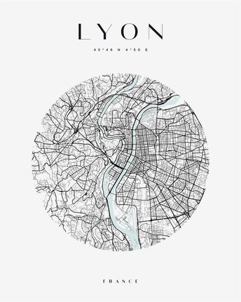Mpink Plakat Mapa Miasta Lyon Koło 40x50 Cm 19538