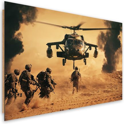 Feeby Obraz Deco Panel Helikopter I Żołnierze Na Misji 90x60 1493255