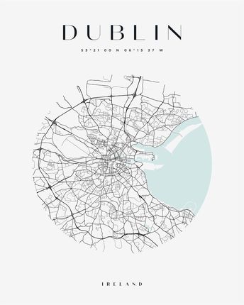 Mpink Plakat Mapa Miasta Dublin Koło 30x40 Cm 19552
