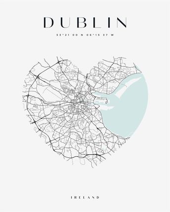 Mpink Plakat Mapa Miasta Dublin Serce 30x40 Cm 19557