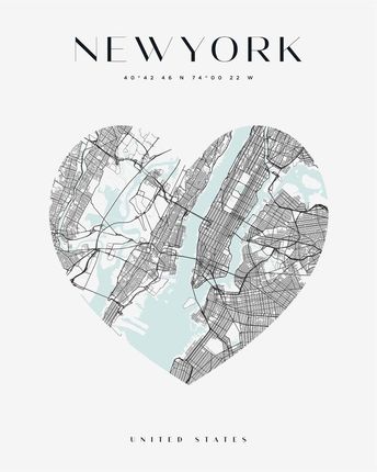 Mpink Plakat Mapa Miasta New York Serce 30x40 Cm 22522
