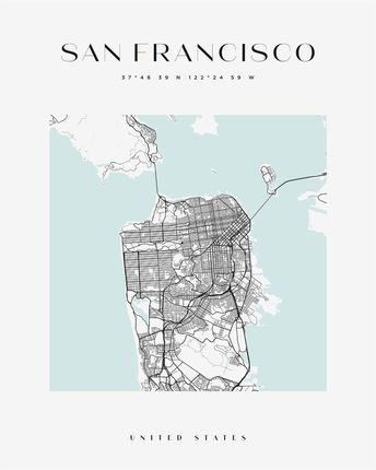 Mpink Plakat Mapa Miasta San Francisco Kwadrat 24x30 Cm 22526