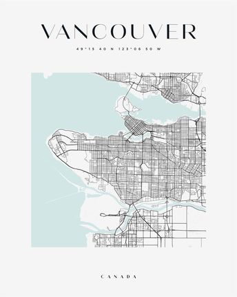Mpink Plakat Mapa Miasta Vancouver Kwadrat 50x70 Cm 22544