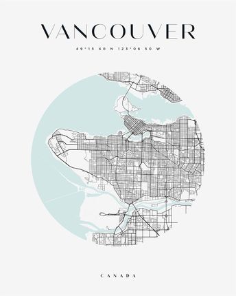 Mpink Plakat Mapa Miasta Vancouver Koło 30x40 Cm 22547