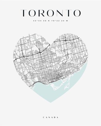 Mpink Plakat Mapa Miasta Toronto Serce 40x50 Cm 22568