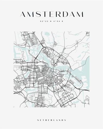Mpink Plakat Mapa Miasta Amsterdam Kwadrat 30x40 Cm 22572