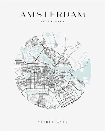 Mpink Plakat Mapa Miasta Amsterdam Koło 21x29,7 Cm 22575