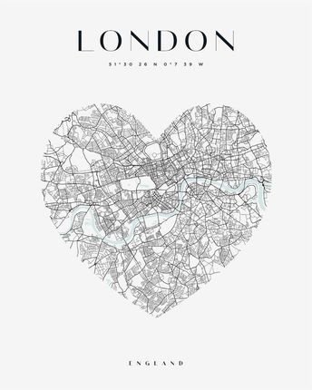 Mpink Plakat Mapa Miasta Londyn Serce 40x50 Cm 22598