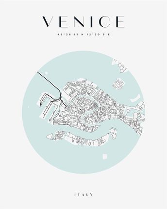 Mpink Plakat Mapa Miasta Wenecja Koło 21x29,7 Cm 22635