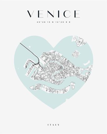 Mpink Plakat Mapa Miasta Wenecja Serce 50x70 Cm 22644