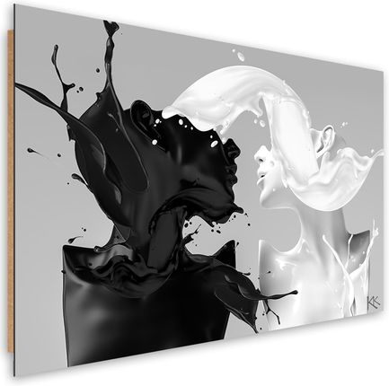 Feeby Obraz Deco Panel Kawa I Mleko Czarno Biały Para Miłość 90x60 1494107