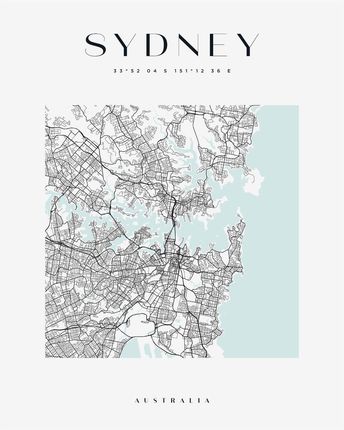 Mpink Plakat Mapa Miasta Sydney Kwadrat 50x70 Cm 22664