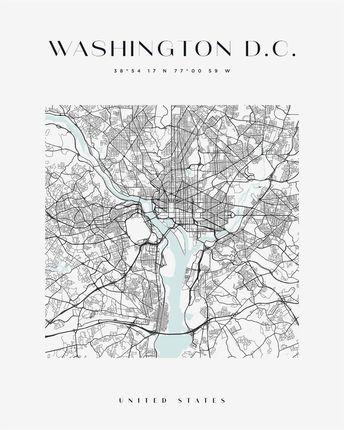 Mpink Plakat Mapa Miasta Waszyngton Kwadrat 30x40 Cm 22677