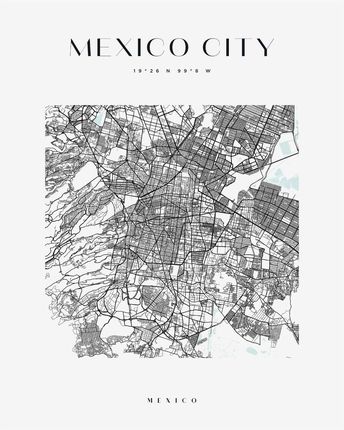 Mpink Plakat Mapa Miasta Meksyk Kwadrat 30x40 Cm 22692