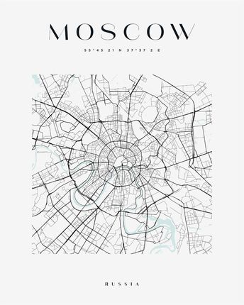 Mpink Plakat Mapa Miasta Moskwa Kwadrat 50x70 Cm 22739