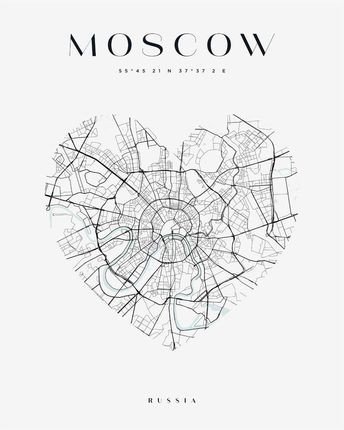 Mpink Plakat Mapa Miasta Moskwa Serce 24x30 Cm 22746