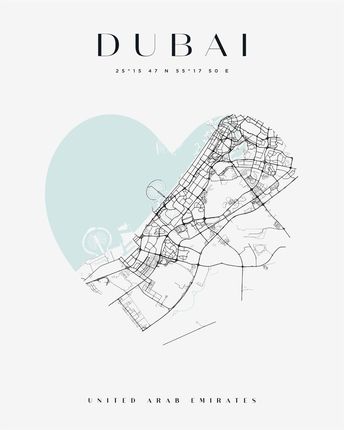 Mpink Plakat Mapa Miasta Dubaj Serce 30x40 Cm 22777