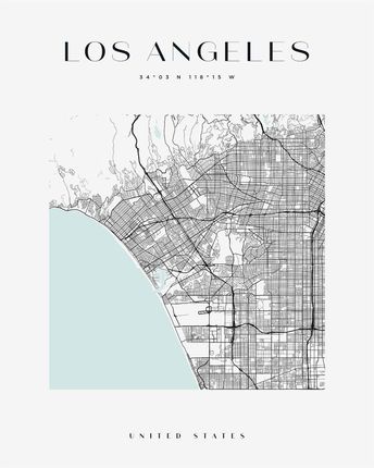 Mpink Plakat Mapa Miasta Los Angeles Kwadrat 24x30 Cm 22811