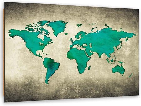 Feeby Obraz Deco Panel Zielona Mapa Świata 100x70 1587013