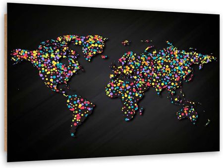 Feeby Obraz Deco Panel Mapa Świata Z Kolorowymi Kropkami 100x70 1587021