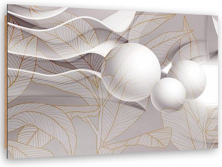 Feeby Obraz Deco Panel Złote Liście I Kule 3D 60x40 1492522