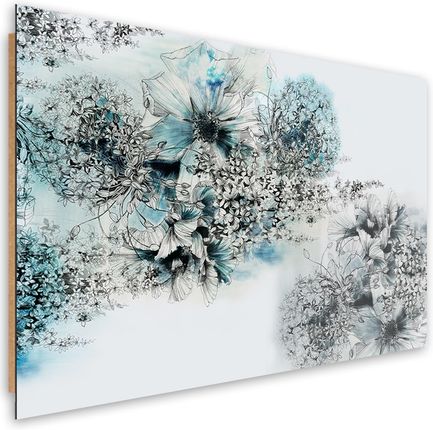 Feeby Obraz Deco Panel Błękitne Kwiaty Abstrakcja 90x60 1493549