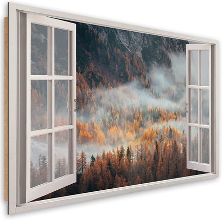 Feeby Obraz Deco Panel Okno Jesienna Mgła W Górach 120x80 1493667