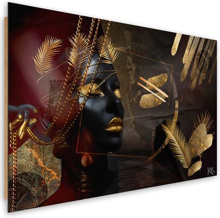 Feeby Obraz Deco Panel Afrykańska Kobieta Złoto Abstrakcja 100x70 1494837